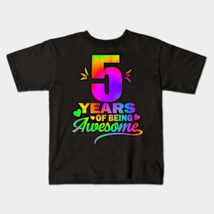 5th Birdthay Gift Idea Tie-Dye For kids Kids T-Shirt